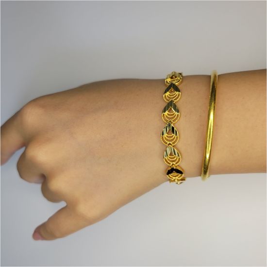 Custom Real Gold Jewelry in Fine Brass Link Bracelet 18K Gold Curban Chain High Quality Women′s Bracelets for Fashion Jewelry